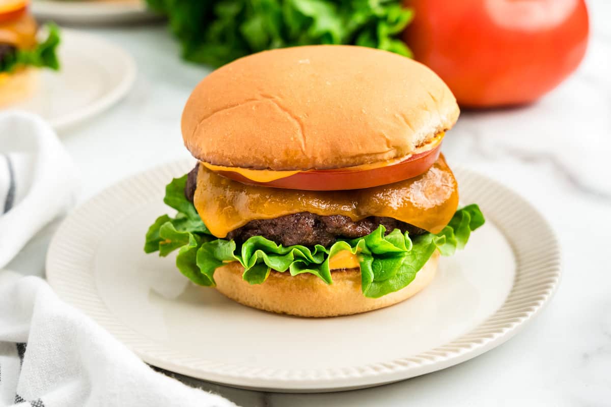 Hamburgers Baked in the Oven on a plate ready to enjoy