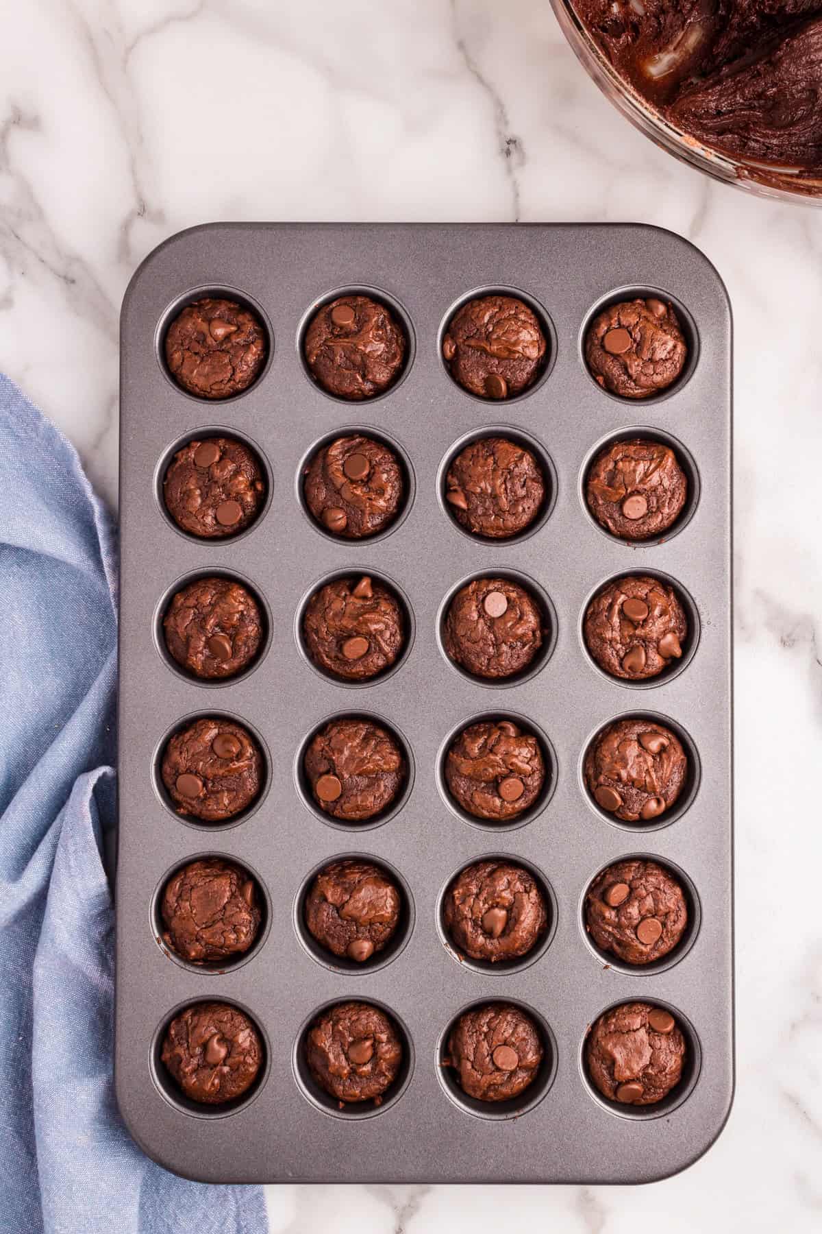 Baked mini brownies.