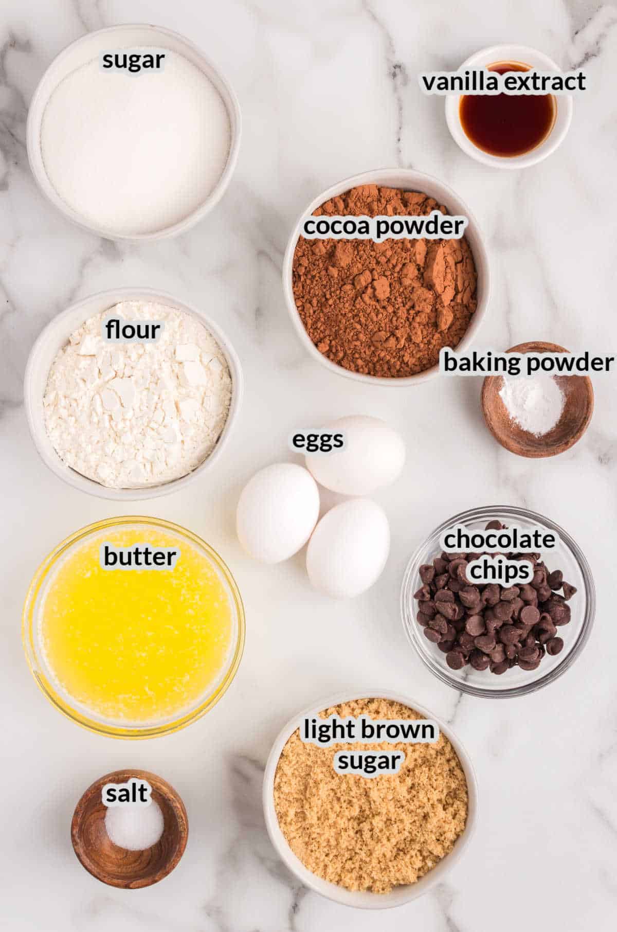 Overhead Image of the Brownie Bites Ingredients