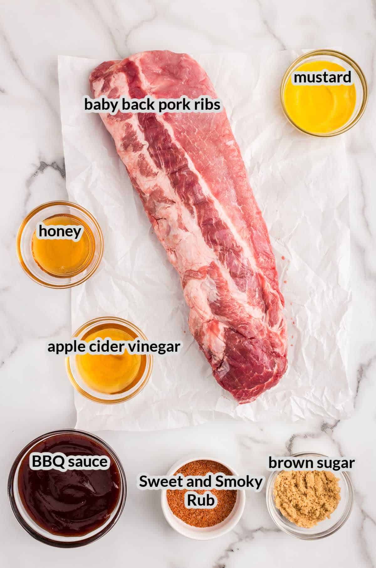 Overhead image of Oven Baked Ribs Ingredients 
