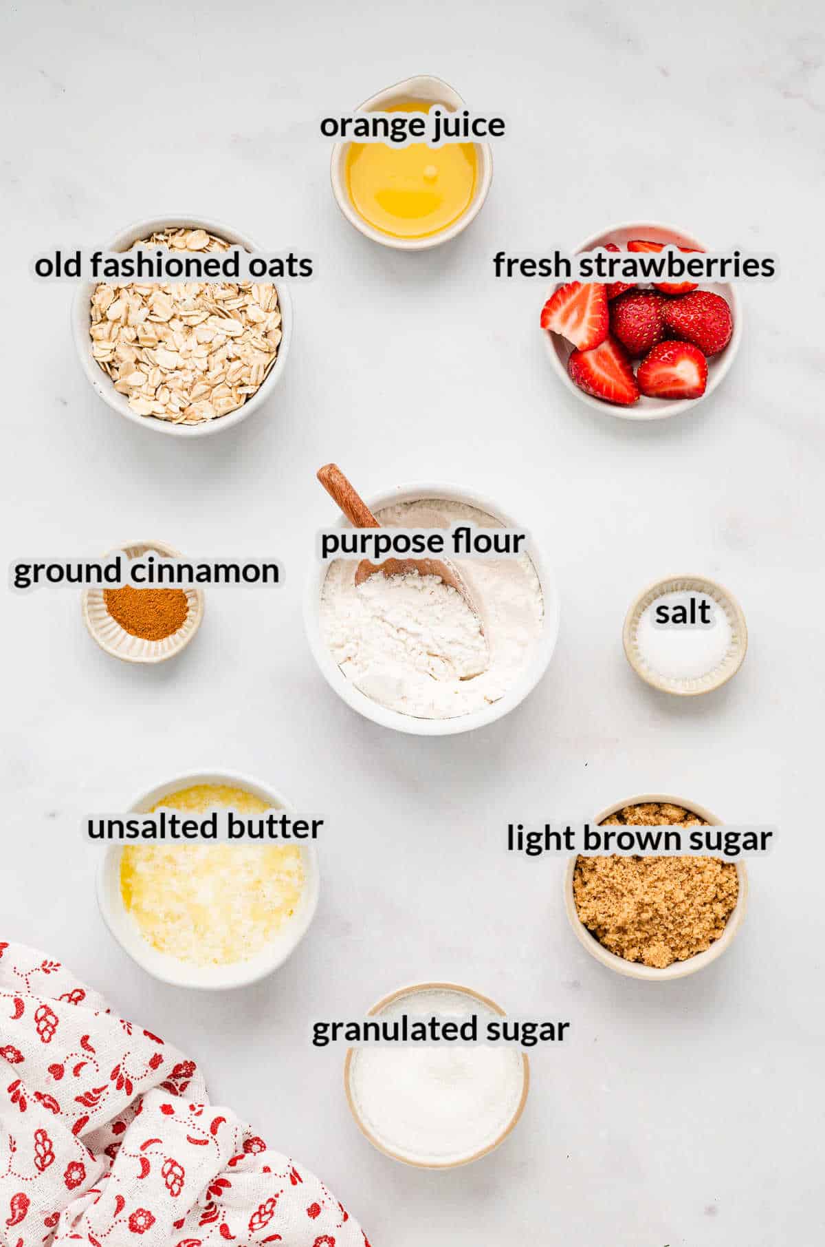 Overhead Image of Strawberry Crisp Ingredients