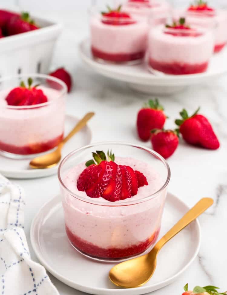 Strawberry Mousse in petite serving bowls