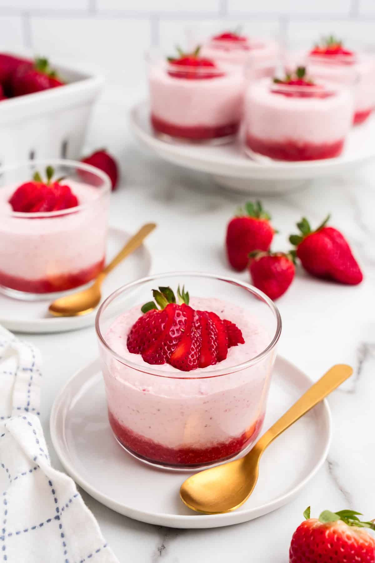 Strawberry Mousse in petite serving bowls