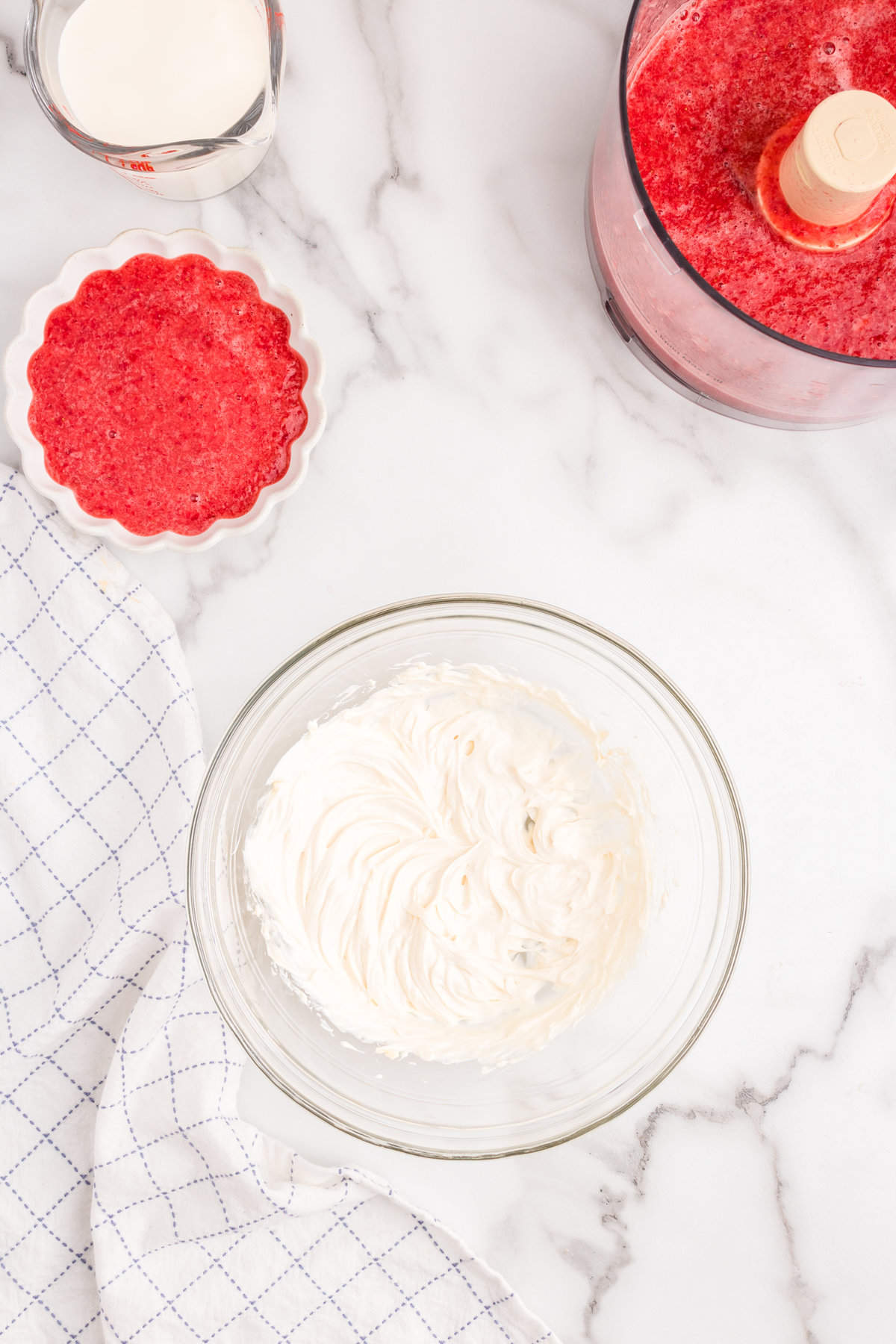 Combining whipping cream and cream cheese  for Strawberry Mousse