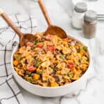 Square image of Cowboy Pasta Salad in serving bowl