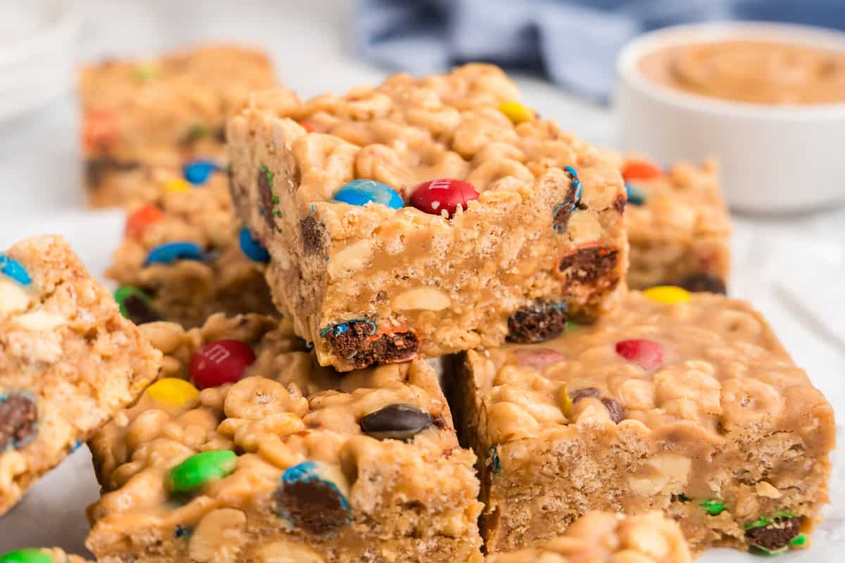 a Pile of Peanut Butter Cereal Bars.