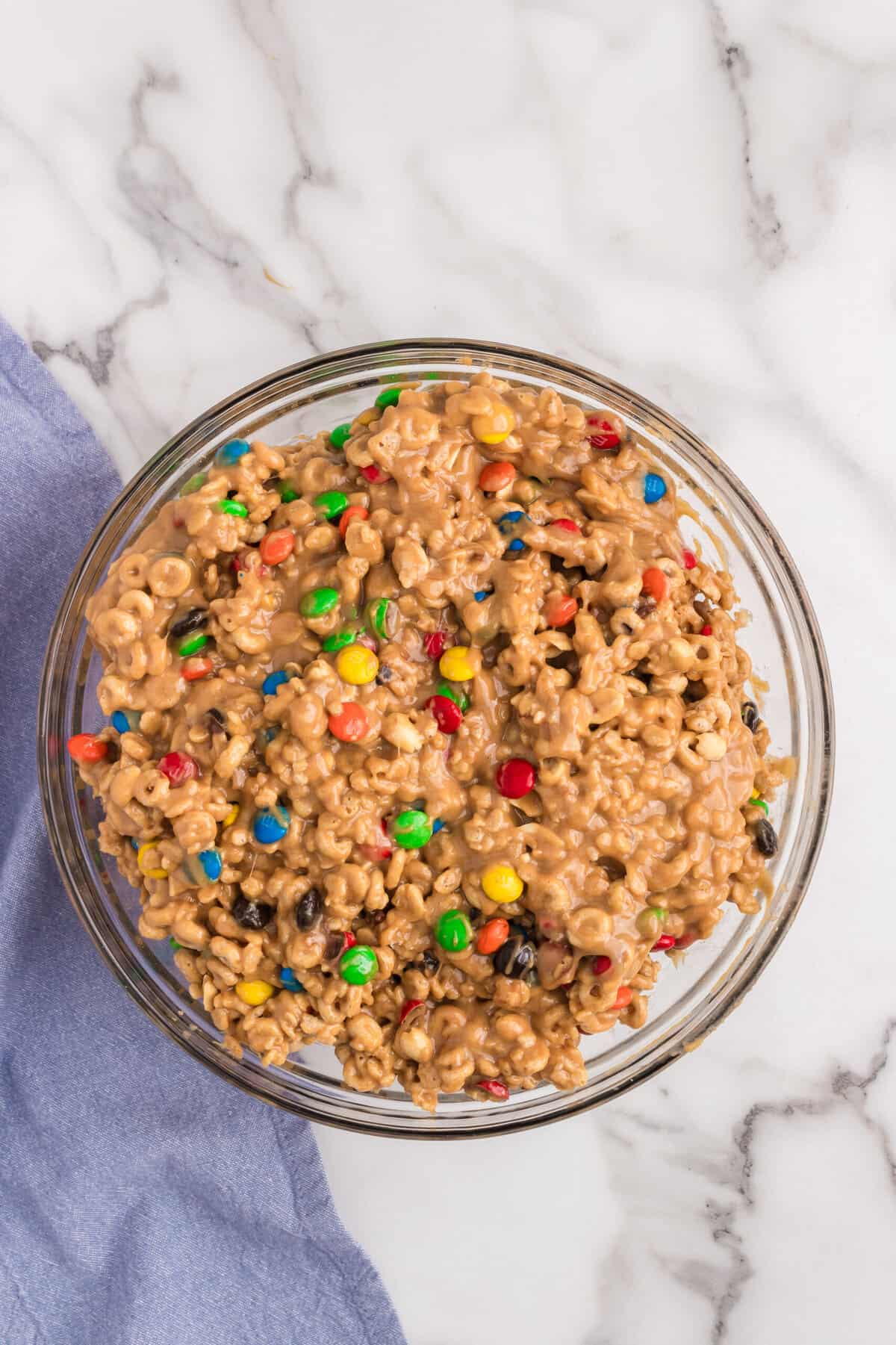 Cereal mixed well ready for the pan.