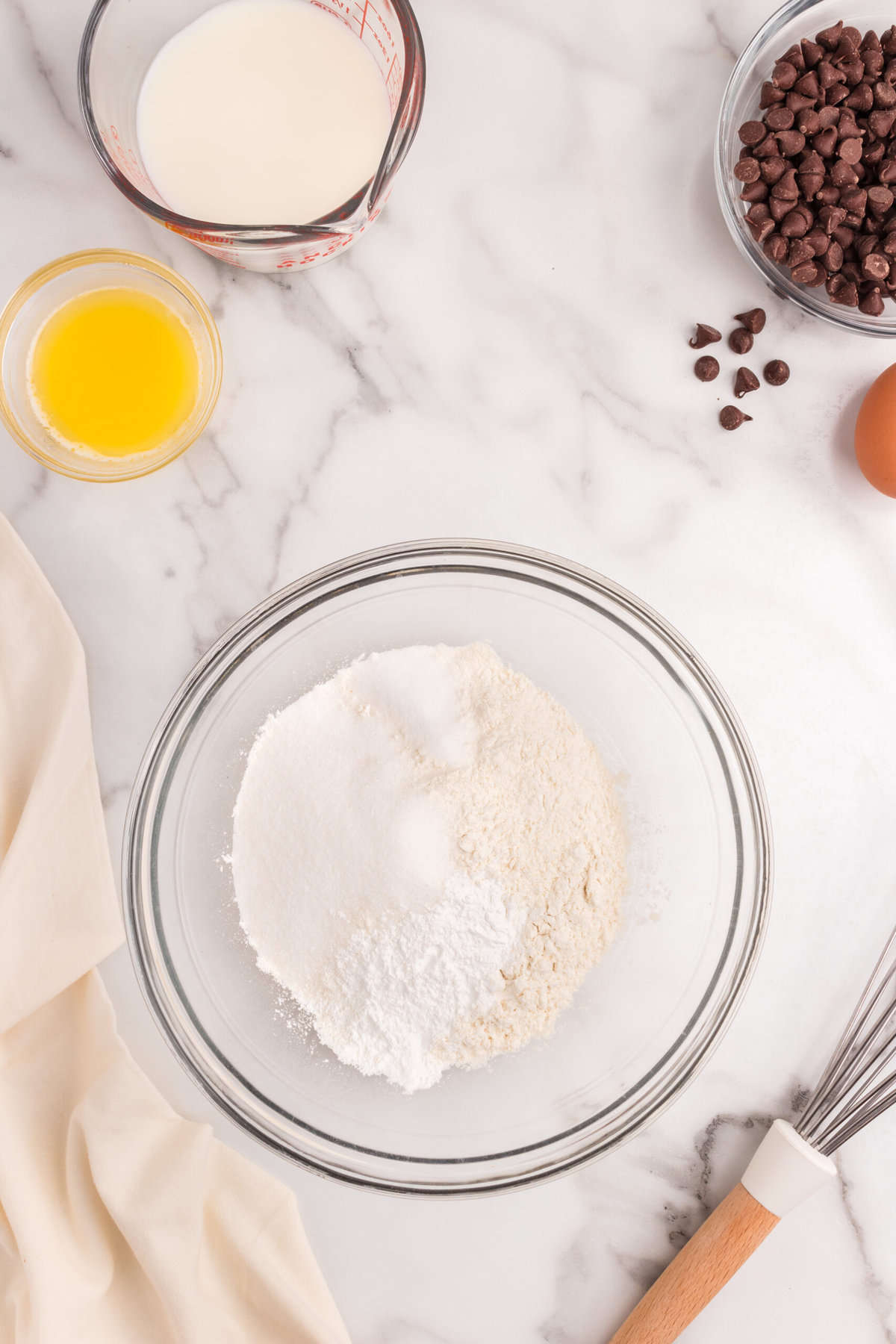 Combine dry ingredients in a bowl and sift.