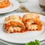 Closeup Square Image of Lasagna Roll Ups