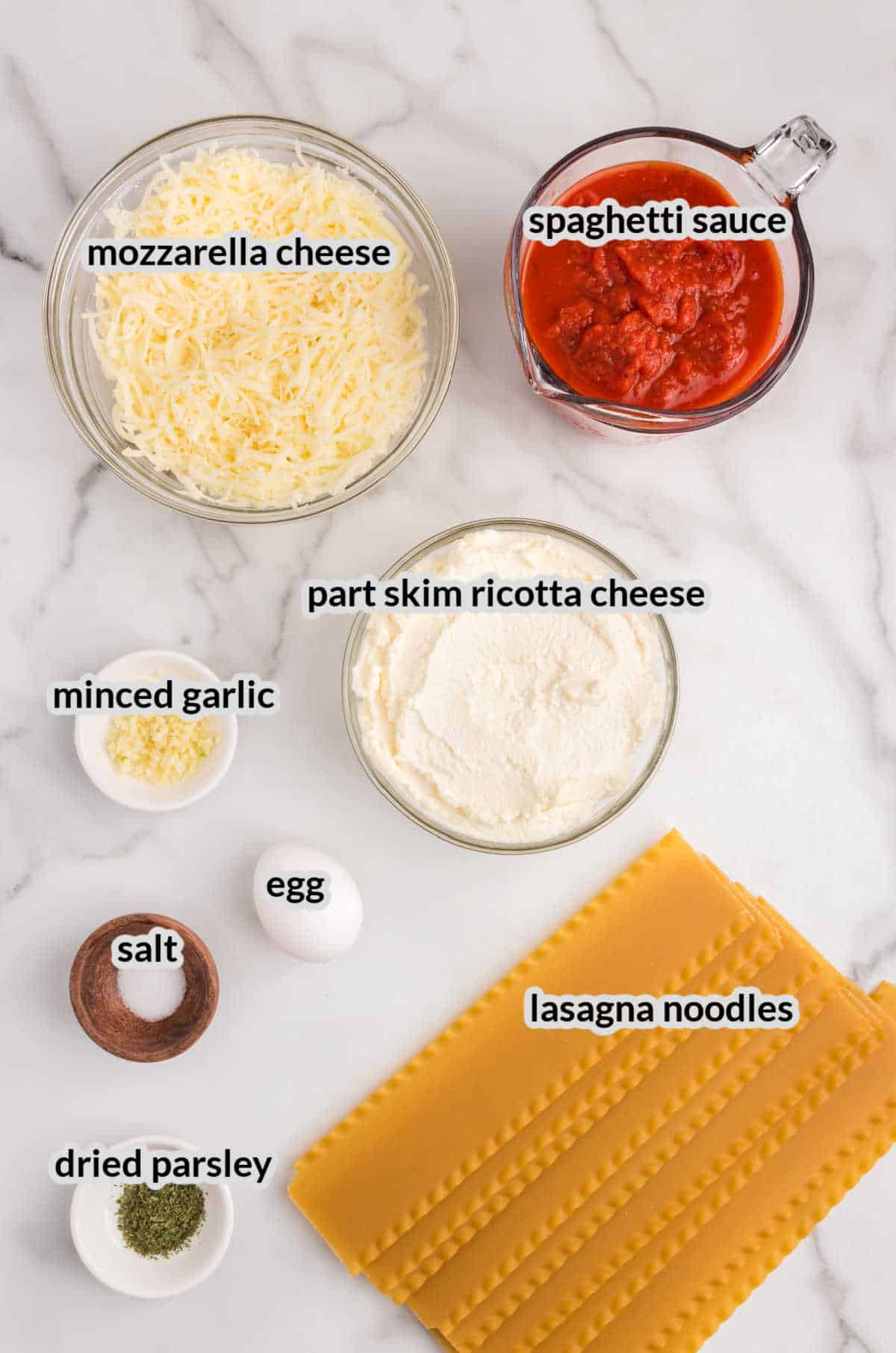 Overhead Image of Lasagna Roll Ups Ingredients
