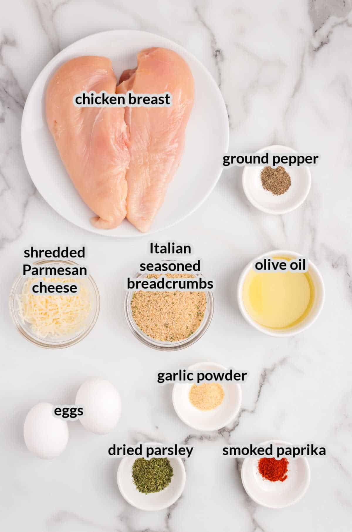 Overhead Image of Parmesan Crusted Chicken Ingredients