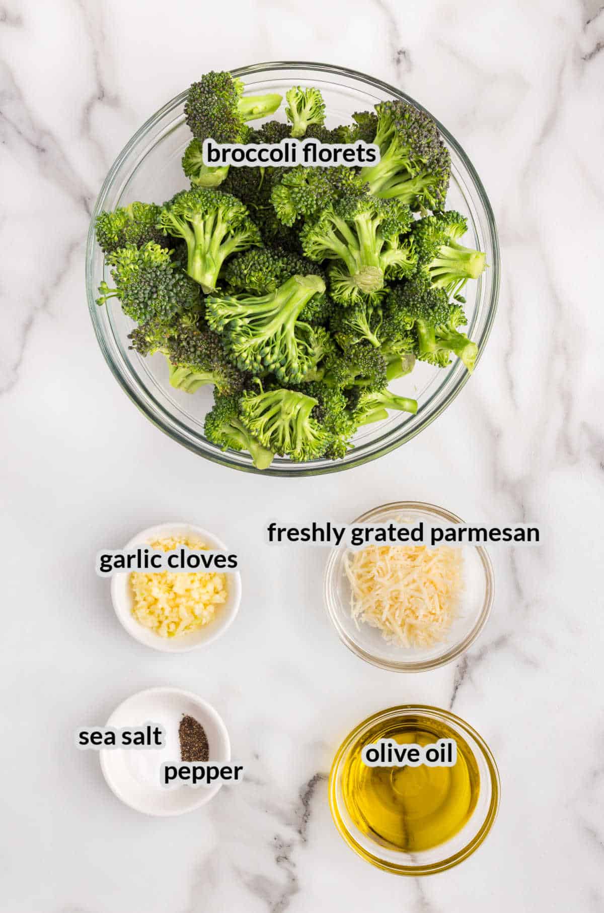 Overhead Image of Roasted Broccoli Ingredients