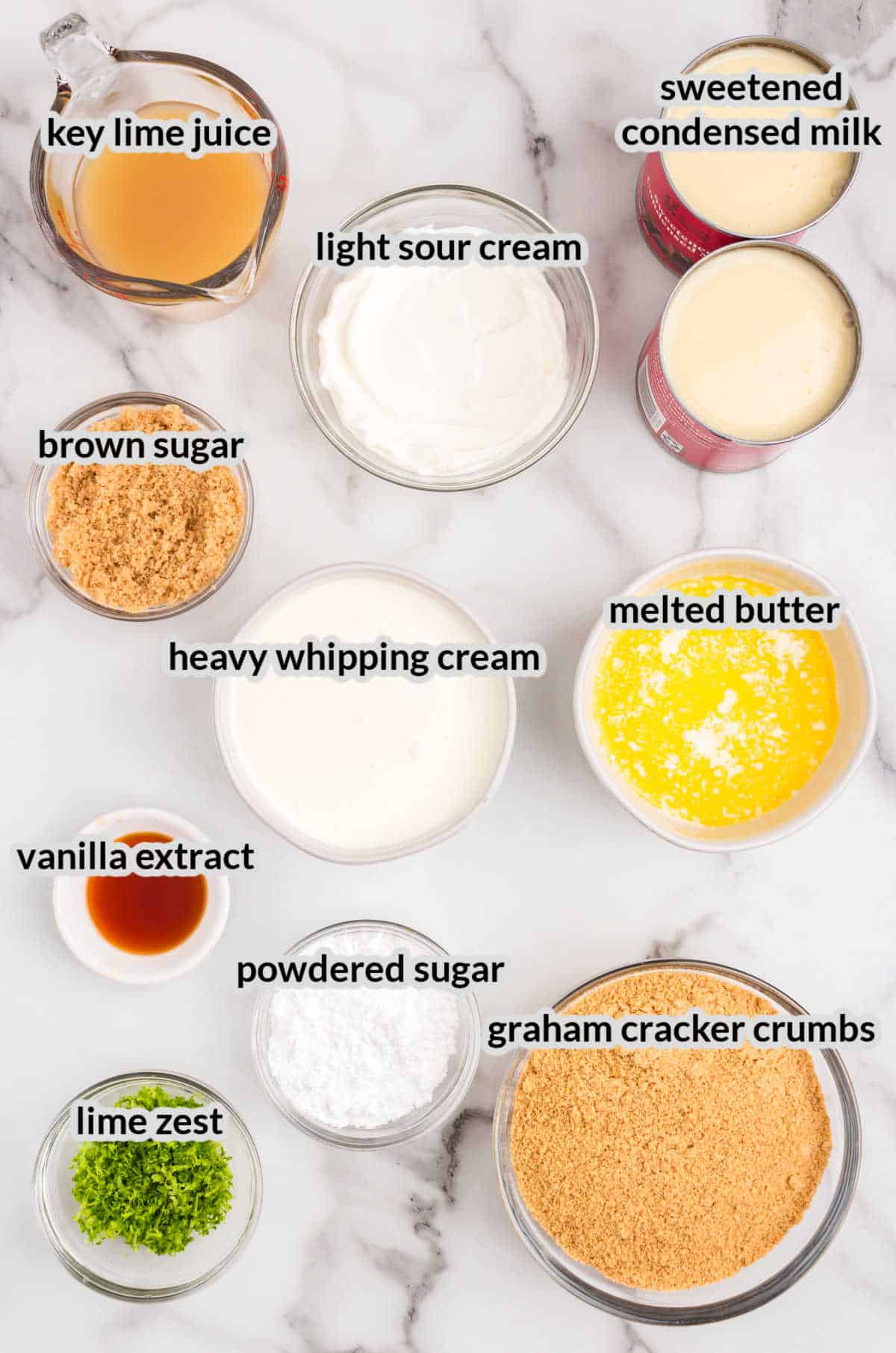 Overhead of Key Lime Pie Ingredients