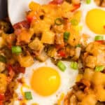 Closeup square image of Breakfast Hash in pan