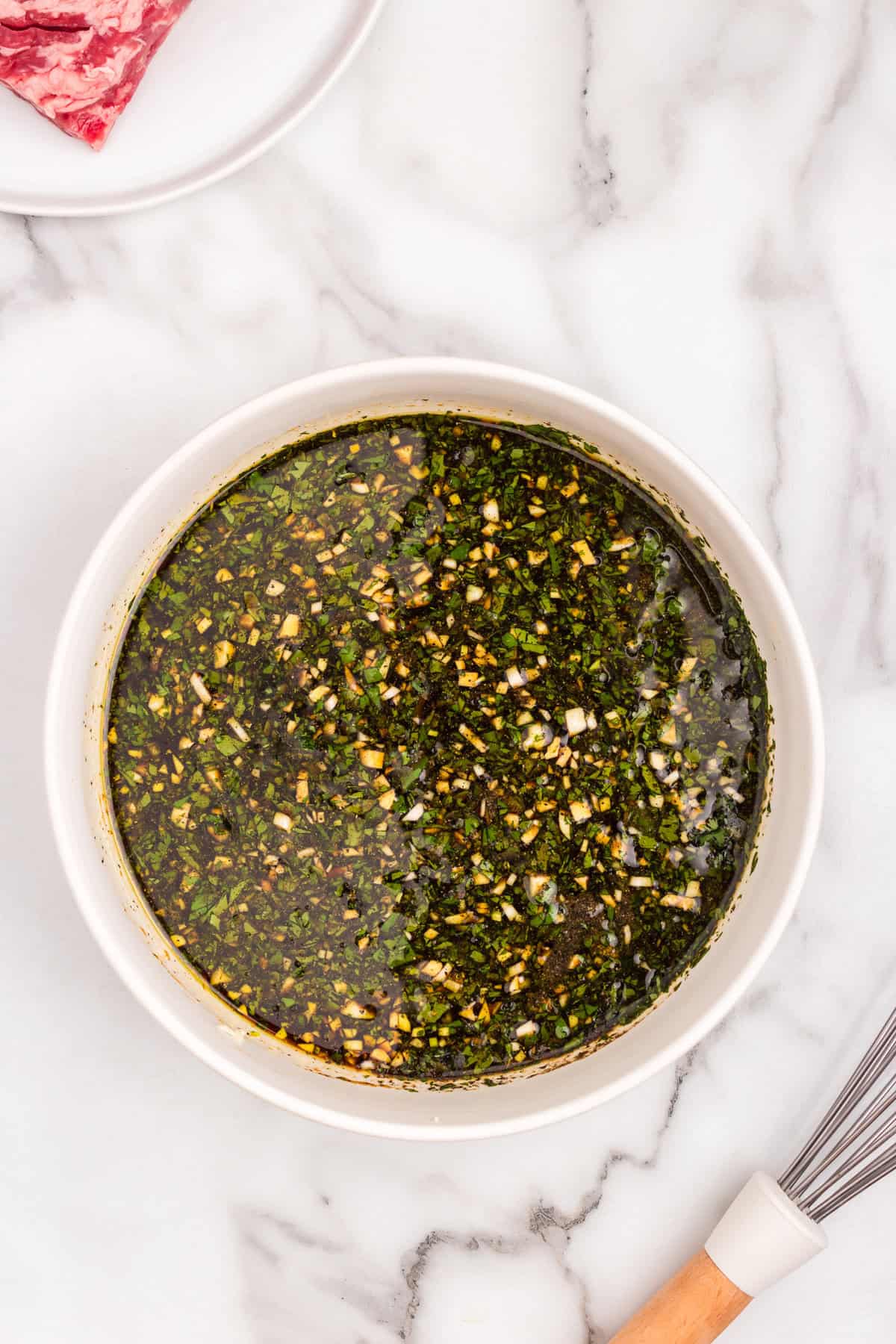 Combined seasoning ingredients in shallow bowl for California Burrito recipe