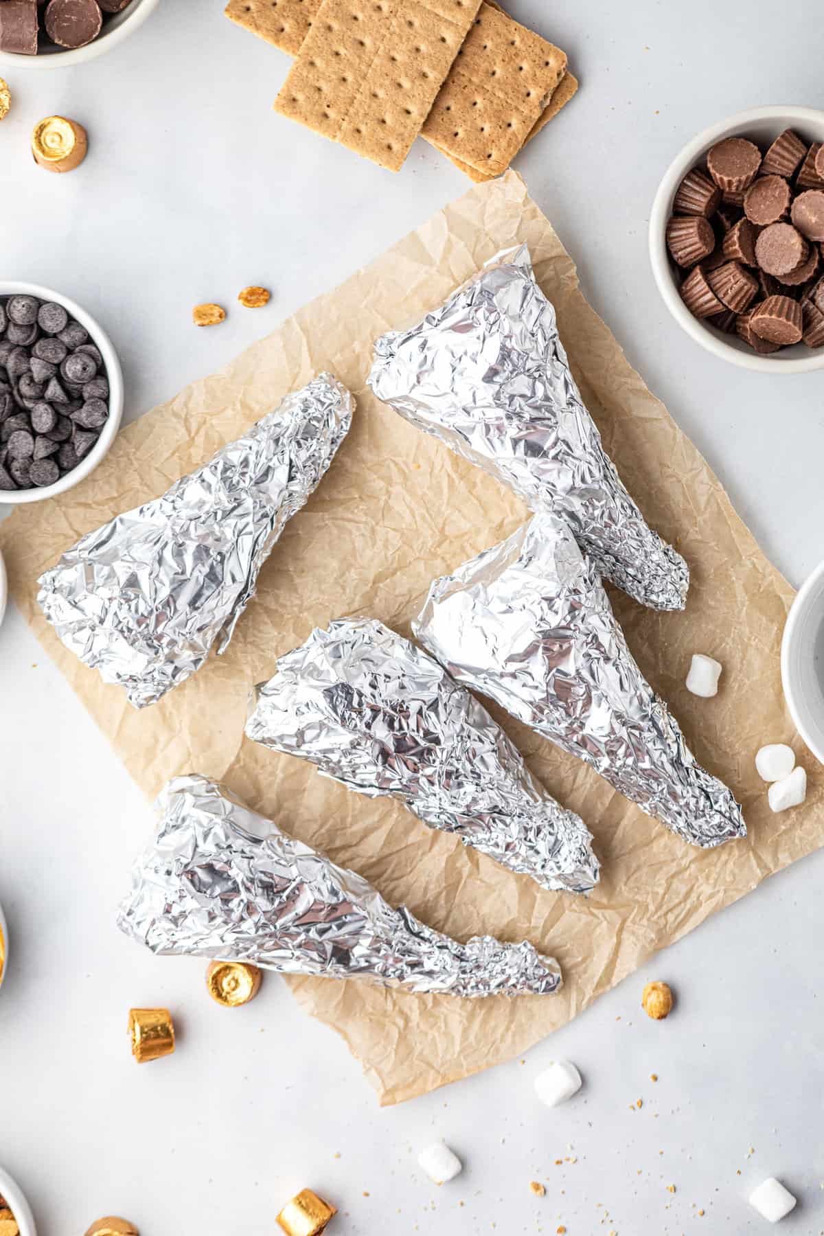 Tightly wrapping foil around Campfire Cones before baking