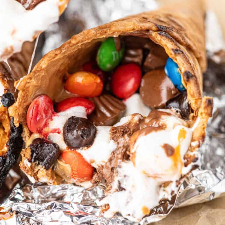 Closeup square image of Campfire Cones with tinfoil unwrapped