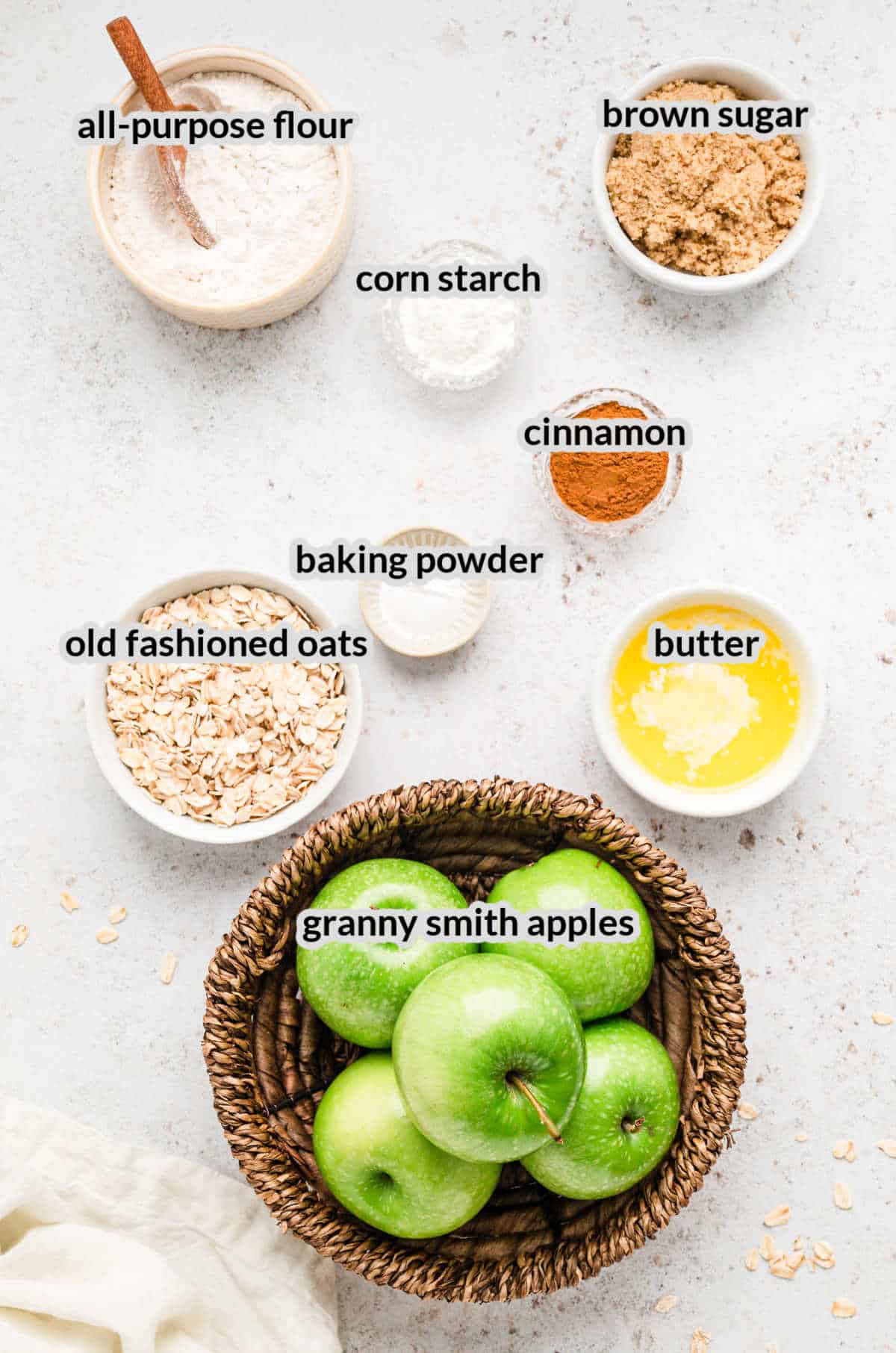 Overhead Image of Apple Crisp Ingredients