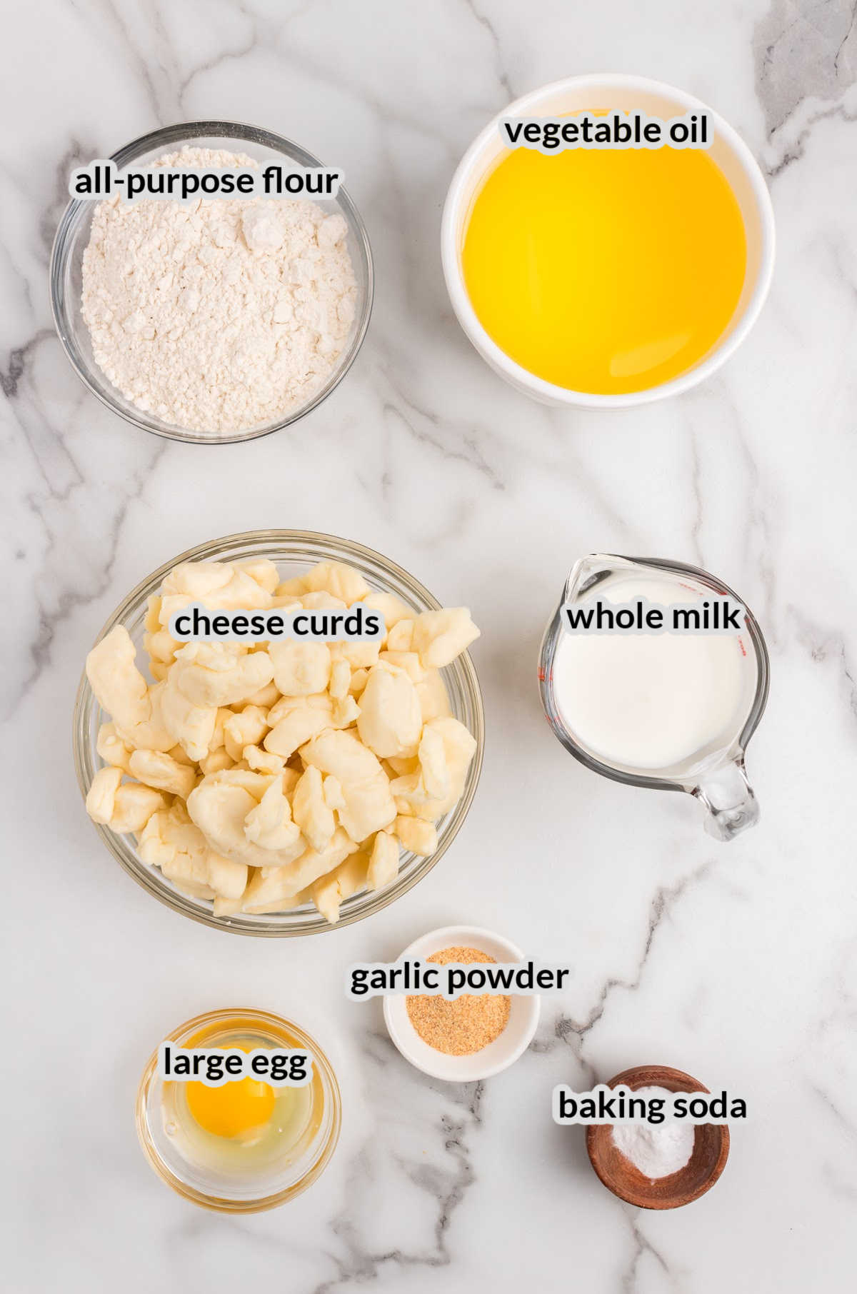 Overhead Image of Cheese Curds Ingredients