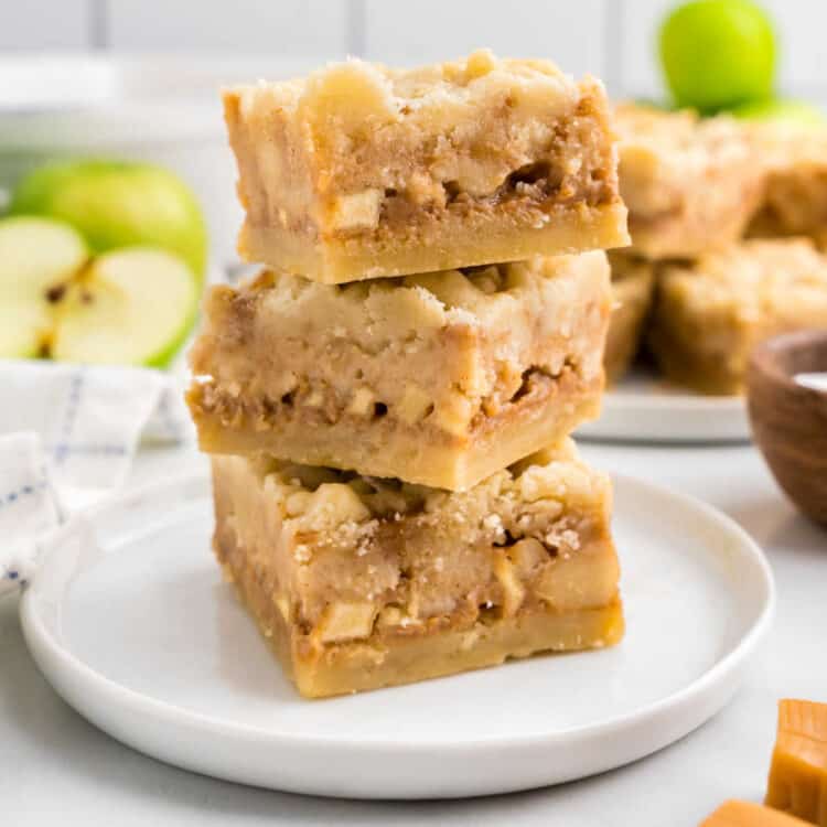 Overhead Square Image of Salted Caramel Apple Bars