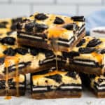 Closeup square image of Slutty Cheesecake Bars