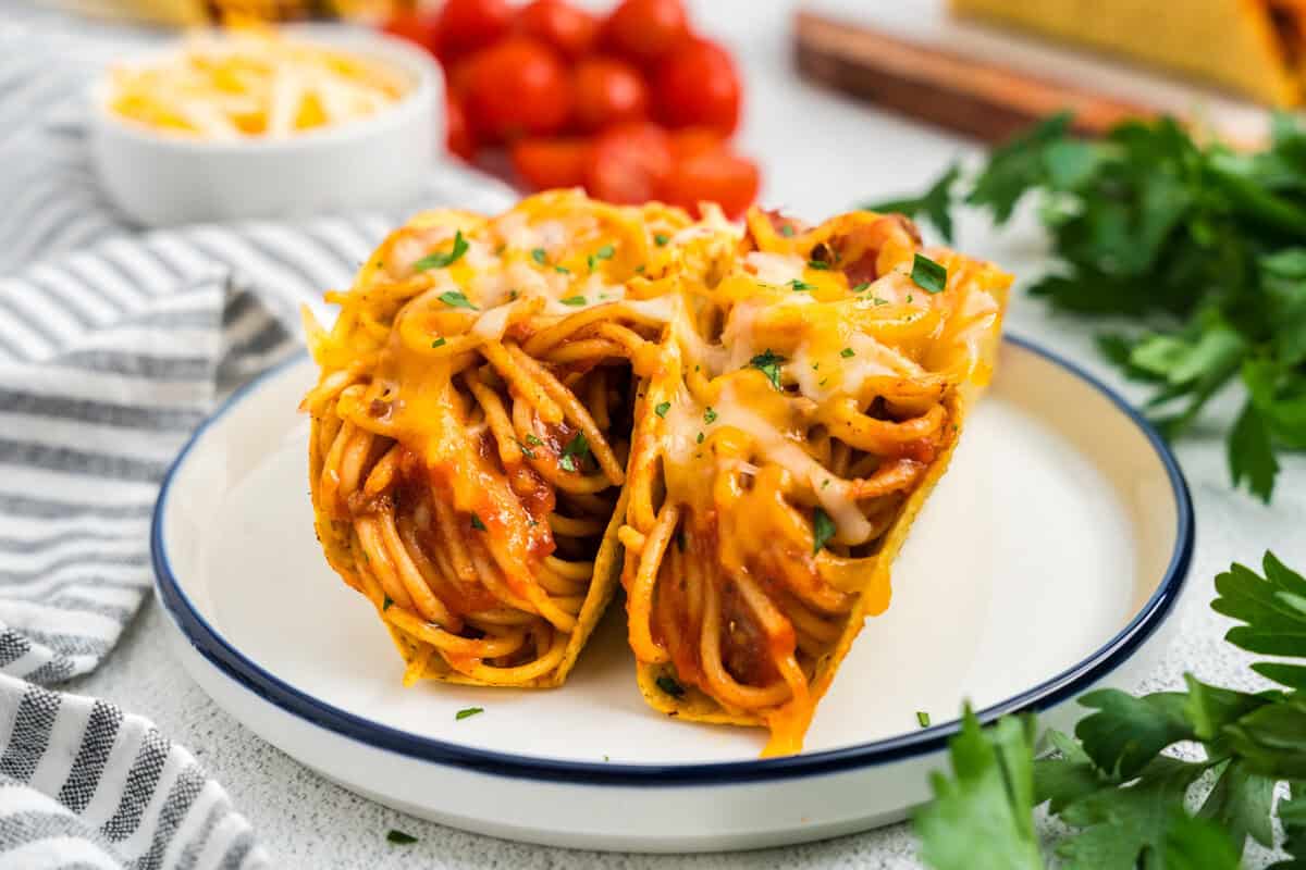 icarly Spaghetti Tacos on a dinner plate