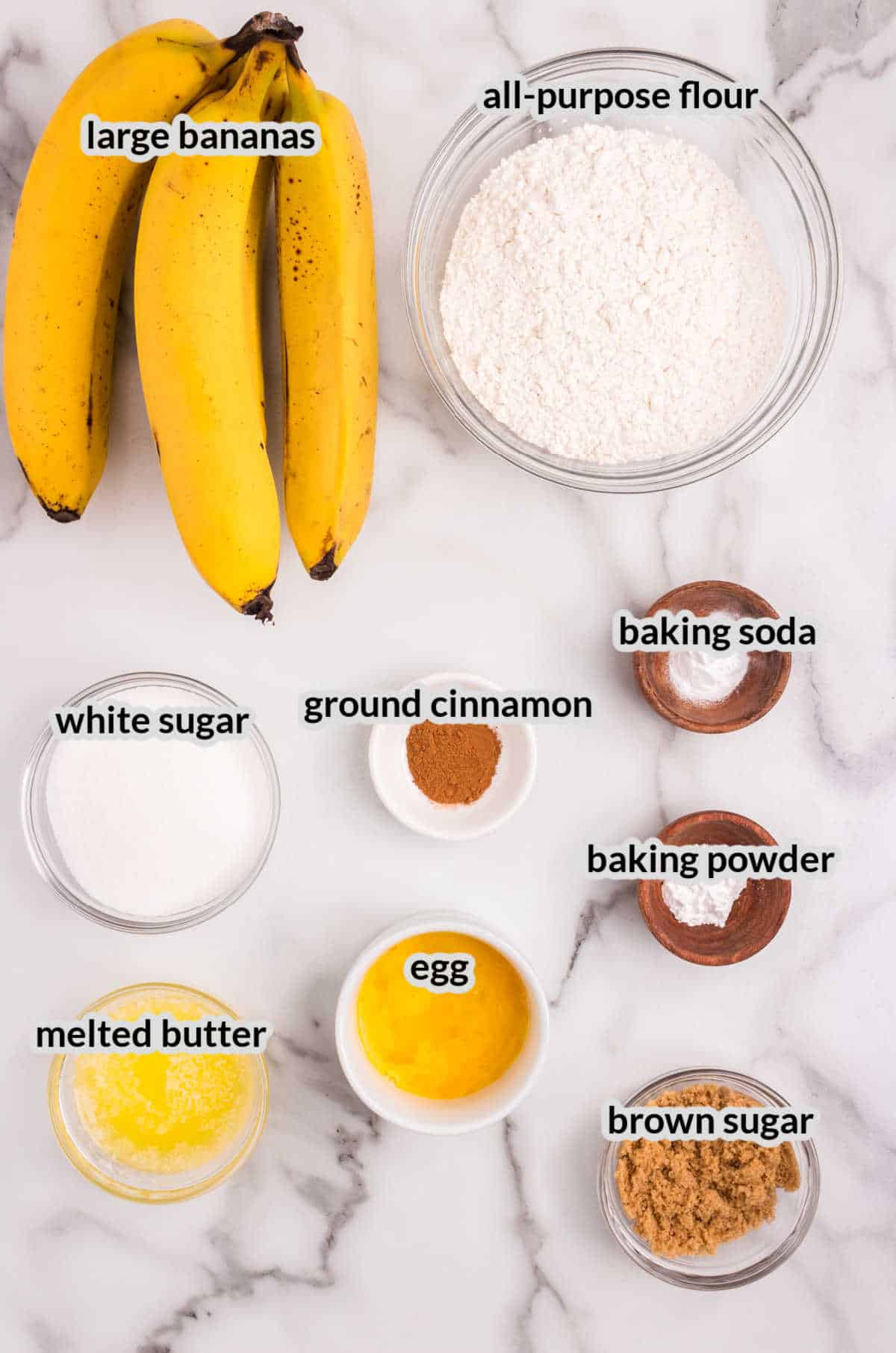 Overhead Image of Banana Crumb Muffins Ingredients
