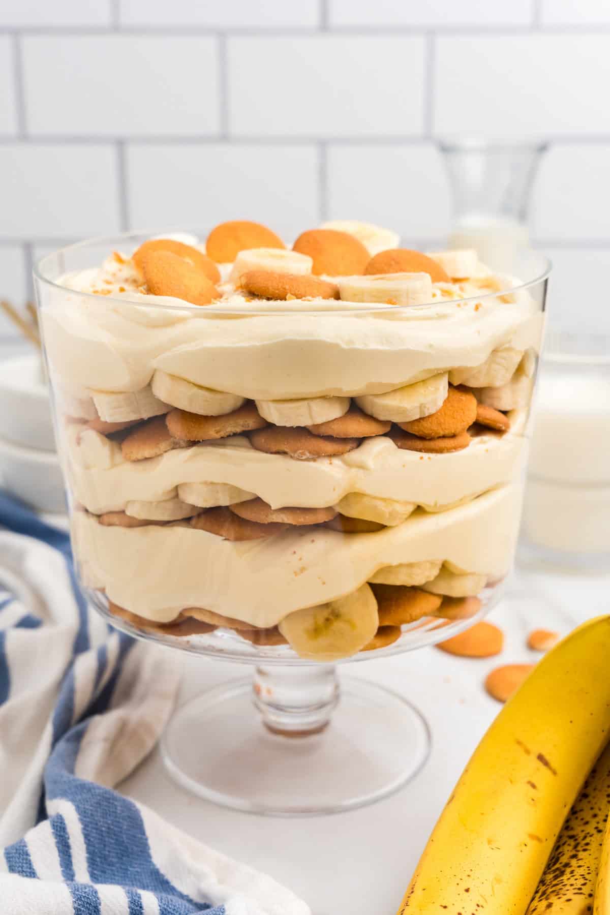 Banana Pudding in Pedestal Bowl ready to serve