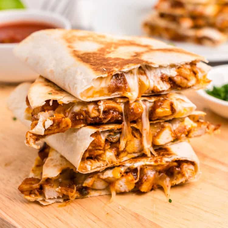 Closeup square image of Chicken Quesadilla