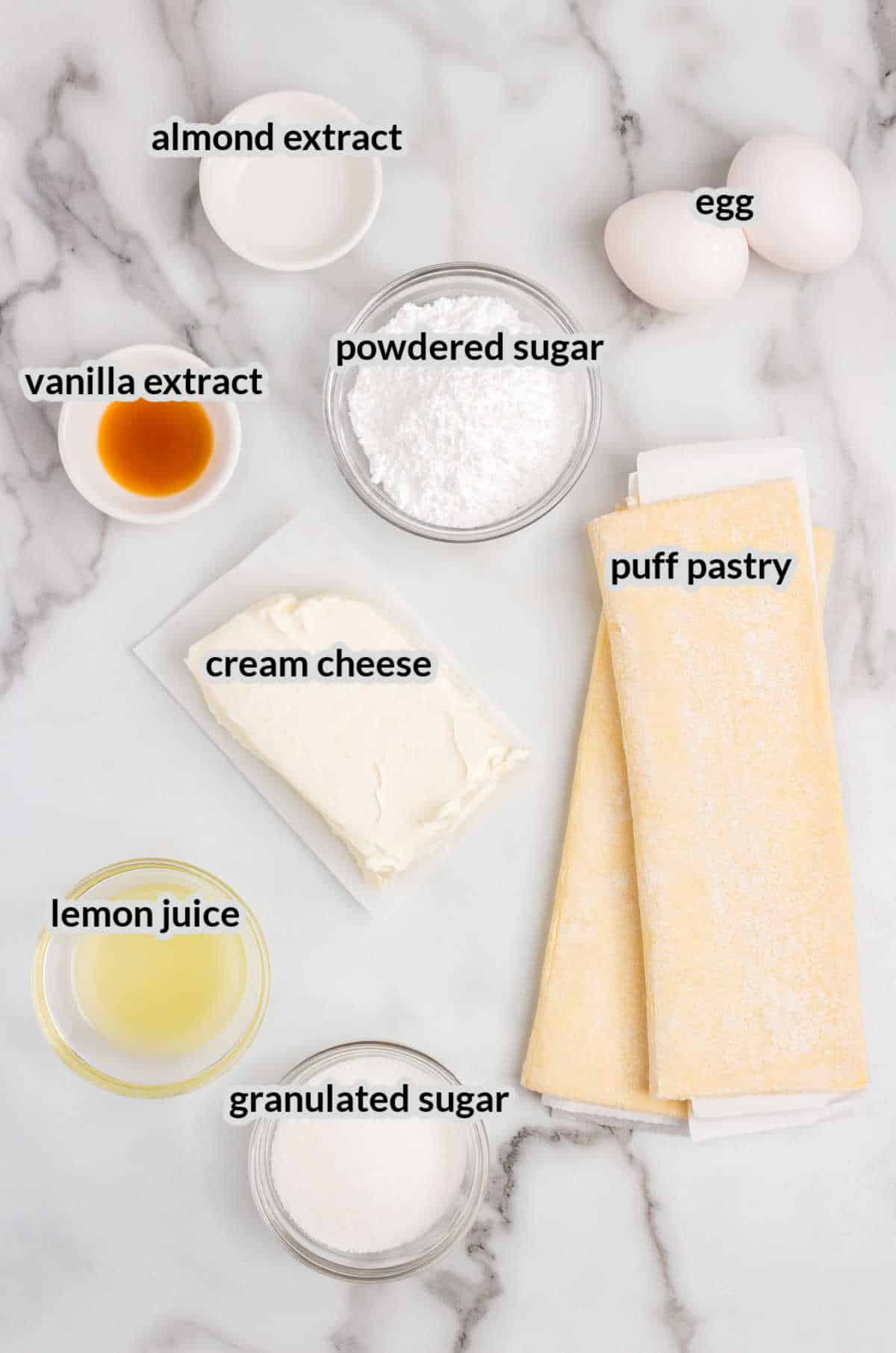 Overhead Image of Cream Cheese Danish Ingredients