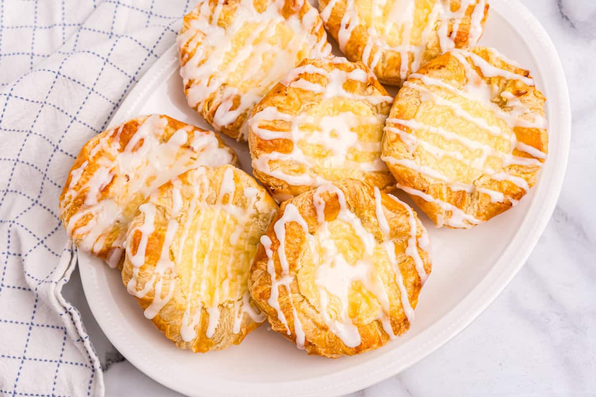 Serving plate full of Cream Cheese Danish ready to be served