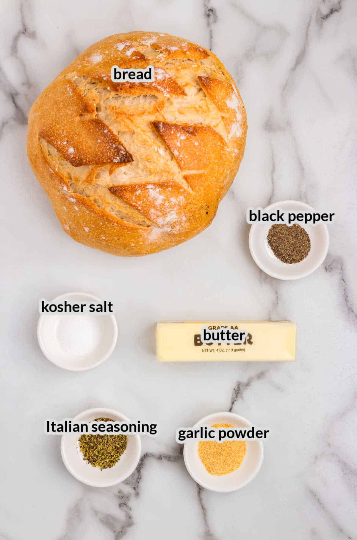 Overhead Image of Air Fryer Croutons Ingredients