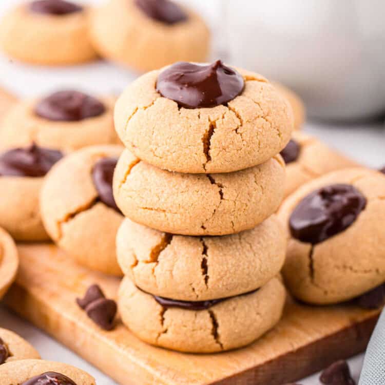 Chocolate Peanut Butter Thrumbprint Cookies Square Image