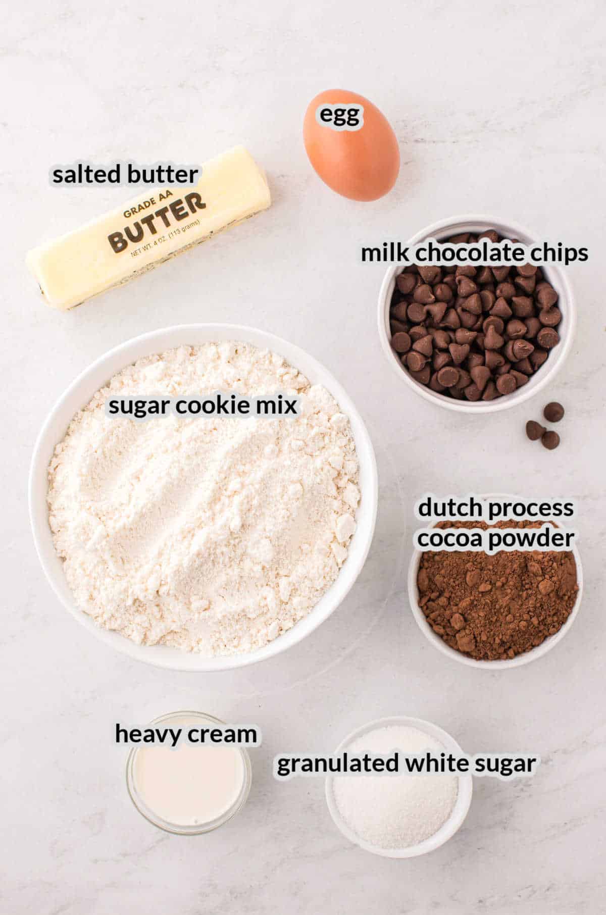 Overhead Image of Chocolate Thumbprint Cookies Ingredients