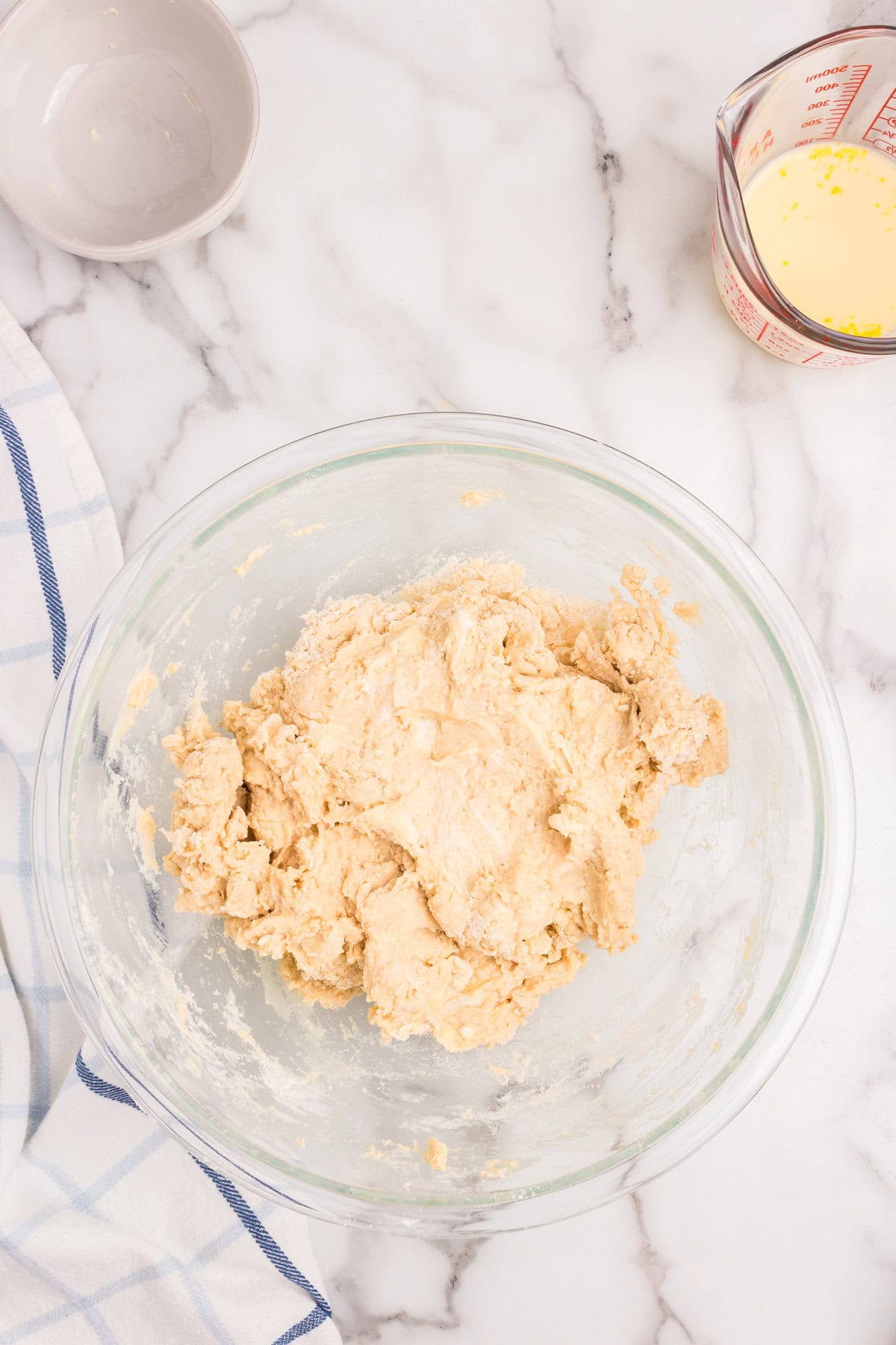 Dough for Homemade Crescent Rolls in glass mixing bowl
