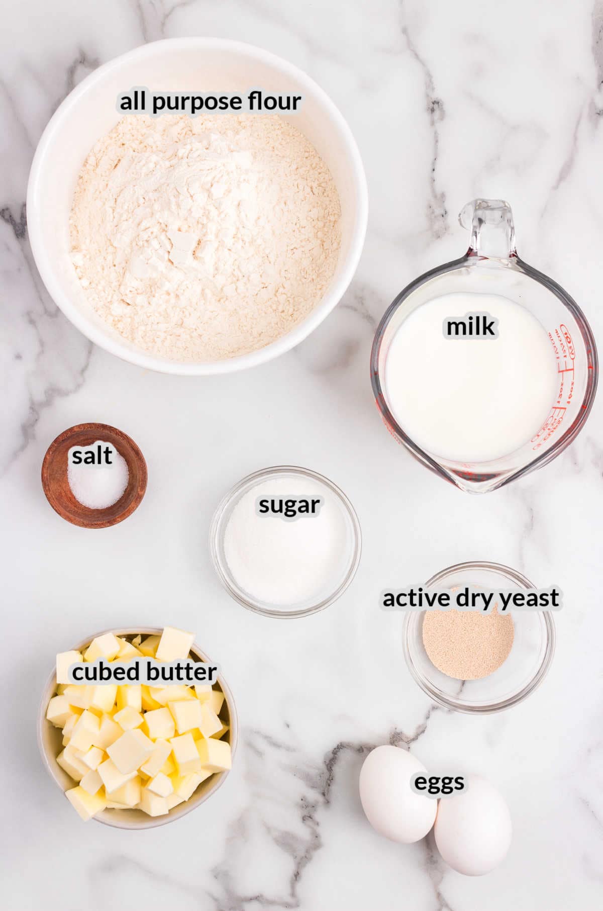 Overhead Image of Homemade Crescent Rolls Ingredients
