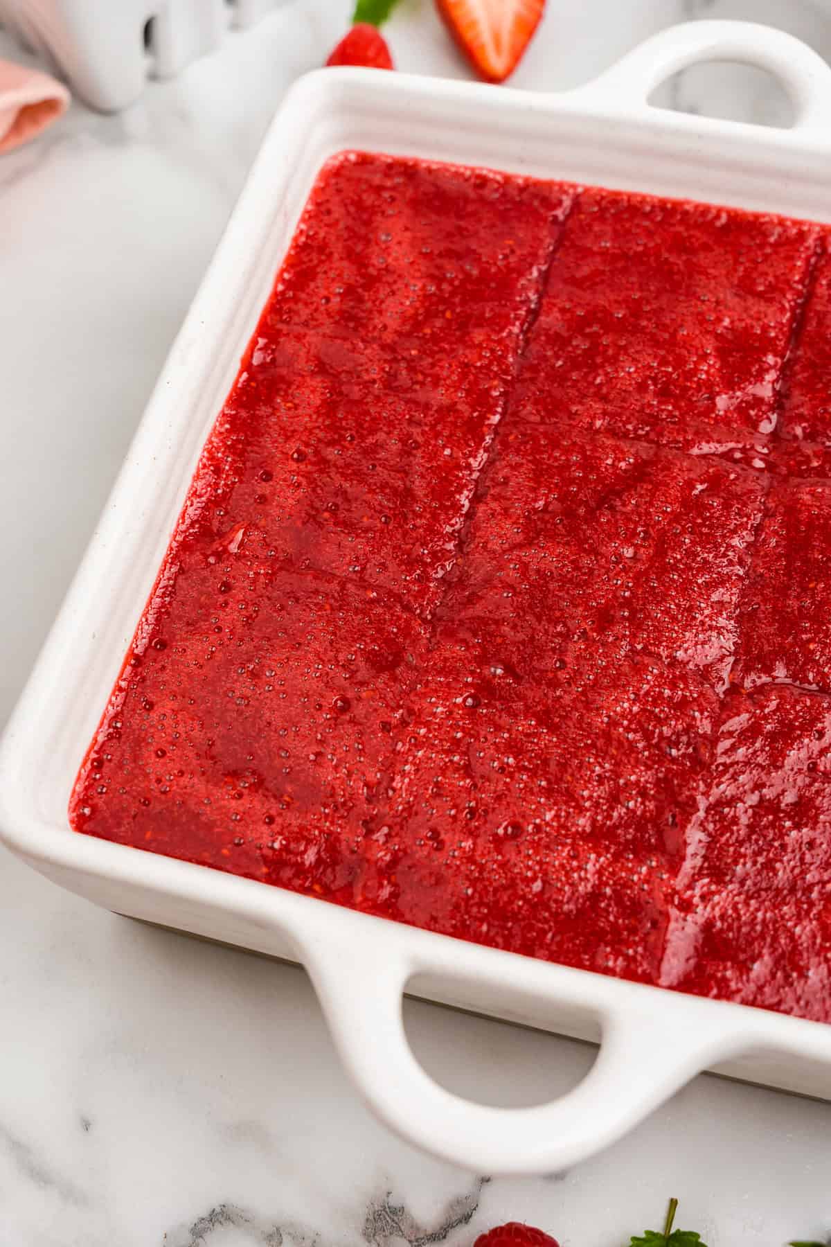 Using a square baking dish for Swedish Creme recipe