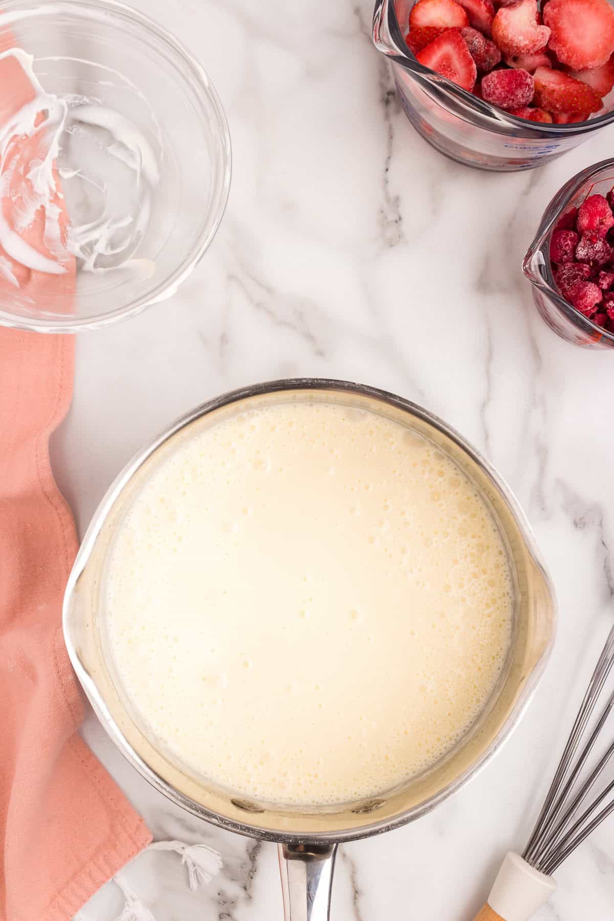 Swedish Creme base combined in saucepan
