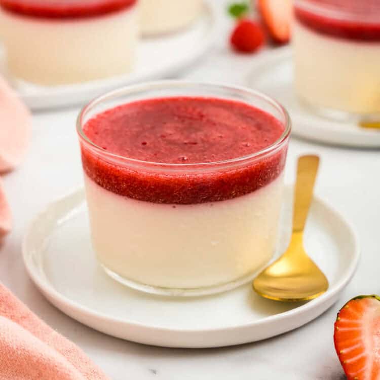 Swedish Creme in serving cup with plate and spoon