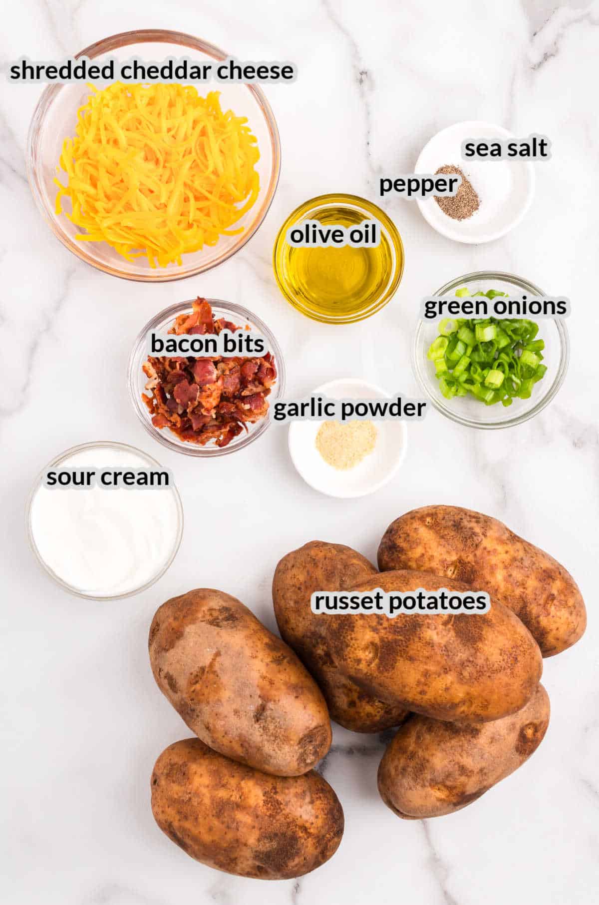 Overhead Image of Air Fryer Potato Skins Ingredients