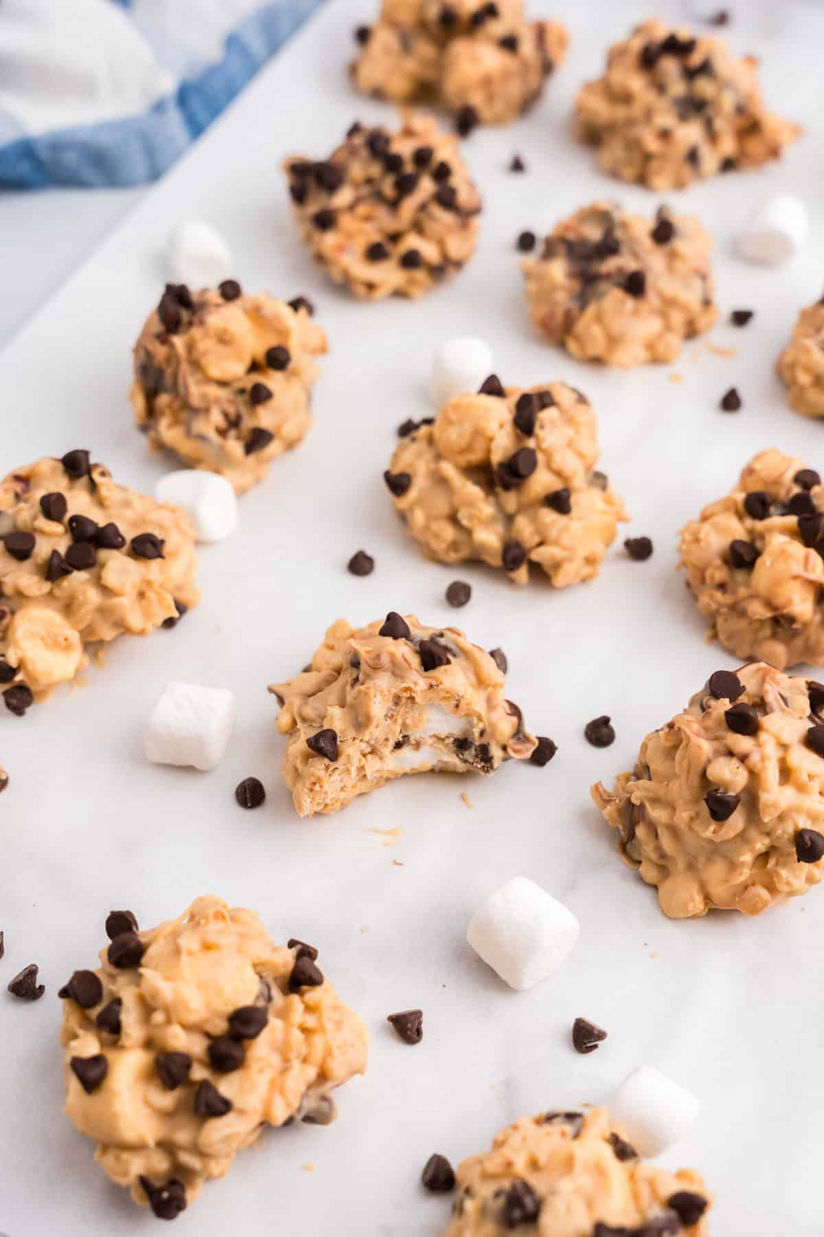 Avalanche Cookies assembled on parchment-lined baking sheet