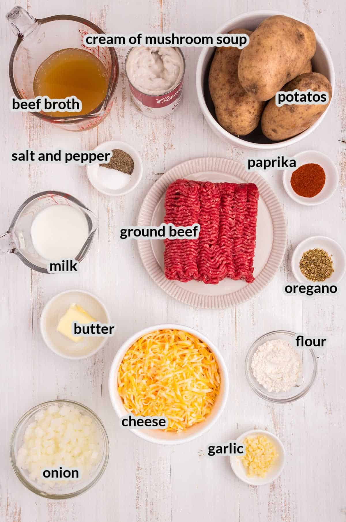 Ground Beef and Potato Casserole Ingredients