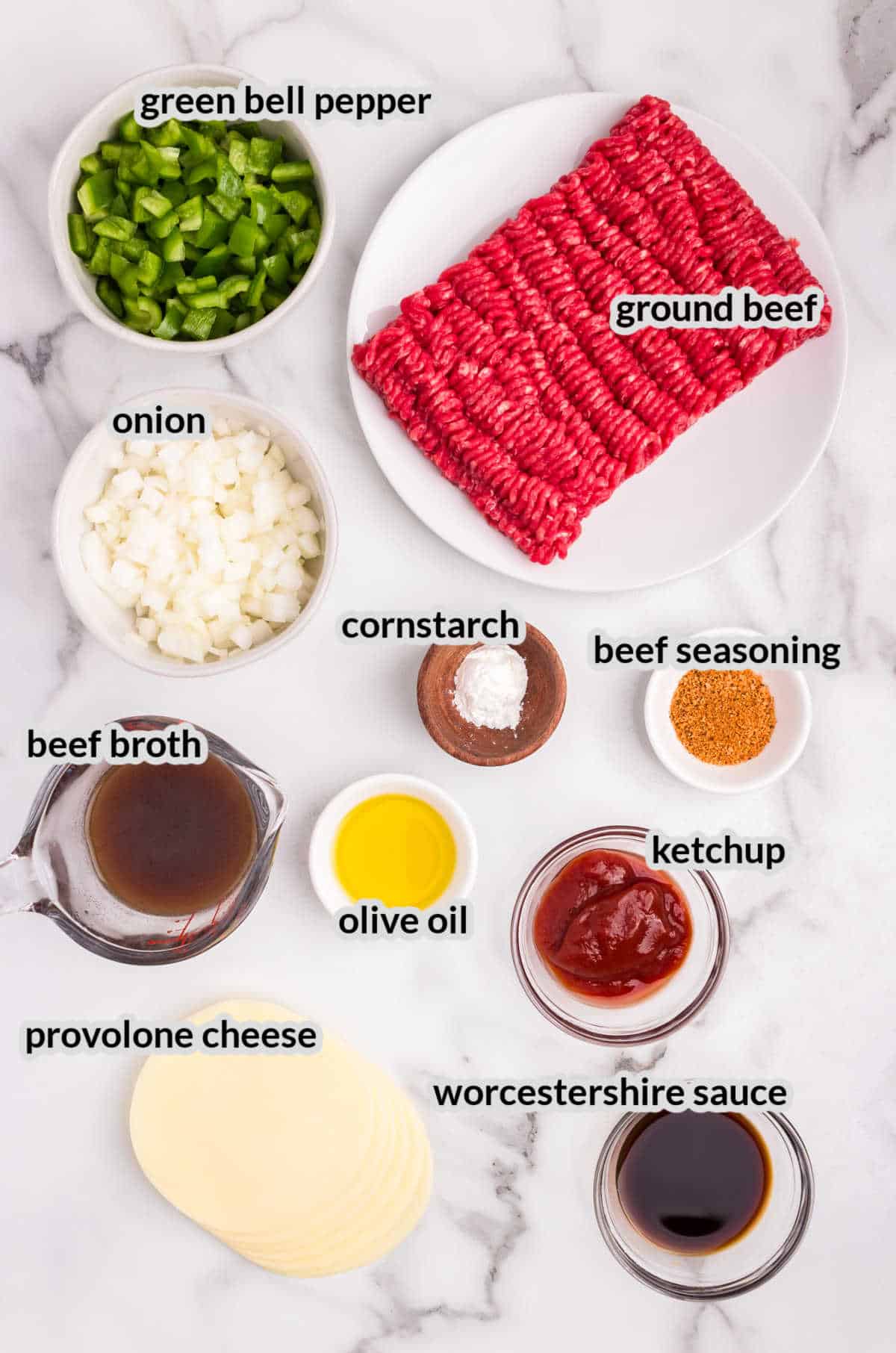 Philly Cheesesteak Sloppy Joes Ingredients