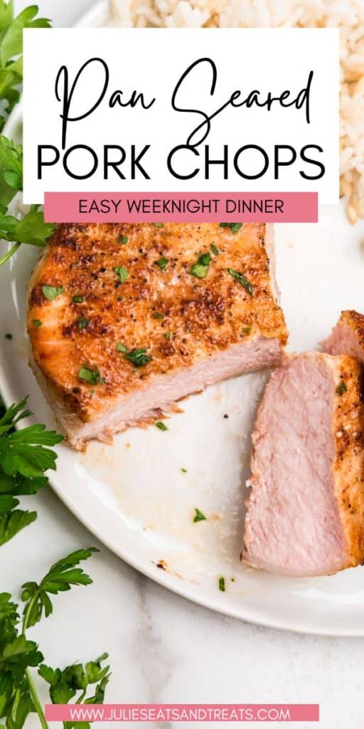 Pan Seared Pork Chops JET Pinterest Image
