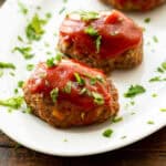 Mini Meatloaf on white serving platter