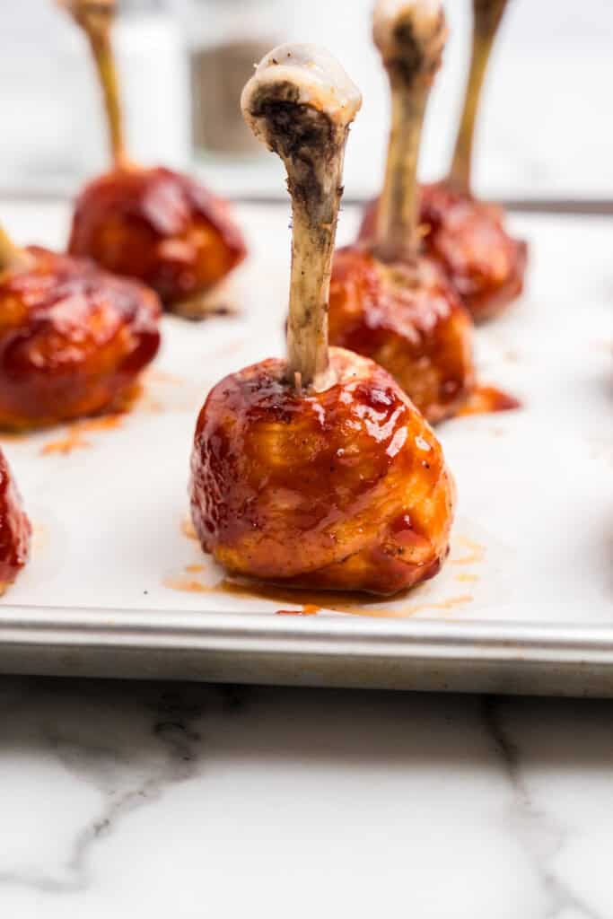 Chicken Lollipops Drumsticks brushed with BBQ sauce