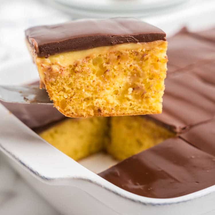 Boston Cream Poke Cake Square Image