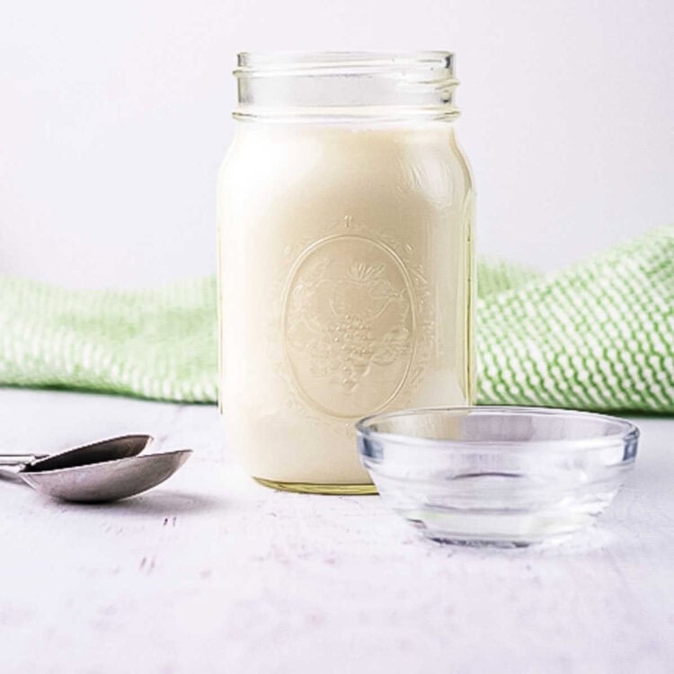 Buttermilk Substitute on white mason jar